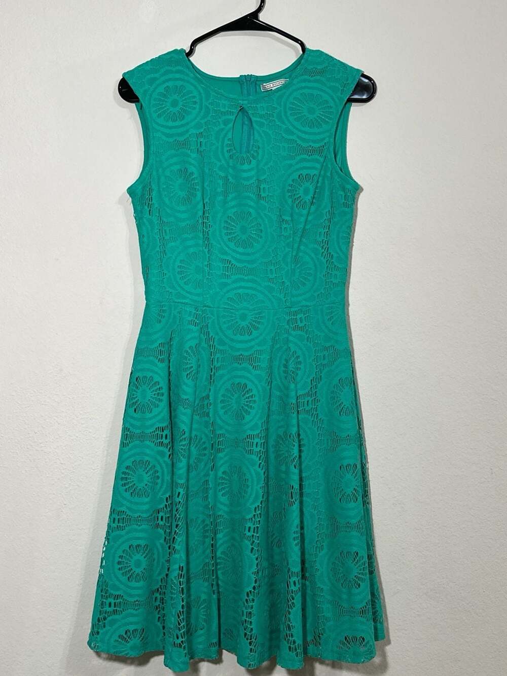 Dana Buchman Green Geometric Medallion Lace Sleeveless Fit & Flare Dress